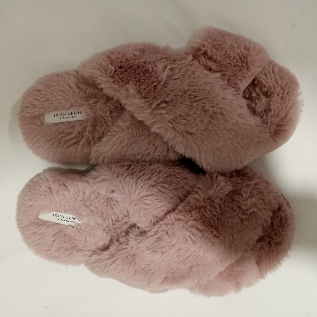John Lewis Pink Fluffy Slippers Uk Size 78 London Brand